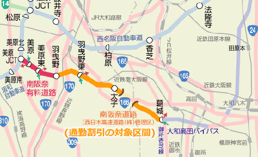 南阪奈道路 路線図