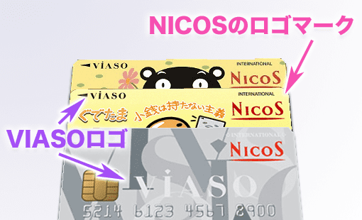 VIASOカード、NICOSカードのロゴ表記例