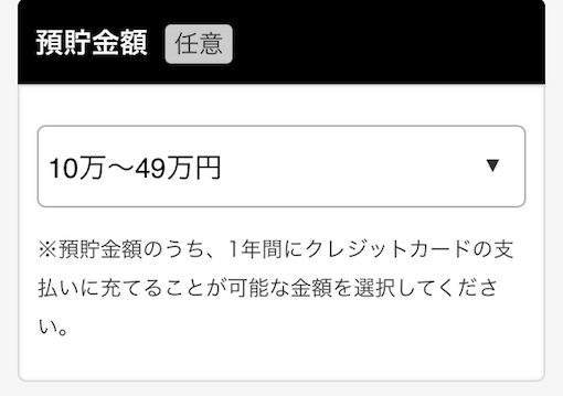 ヤフーカードの申し込みで任意で入力する貯蓄金額